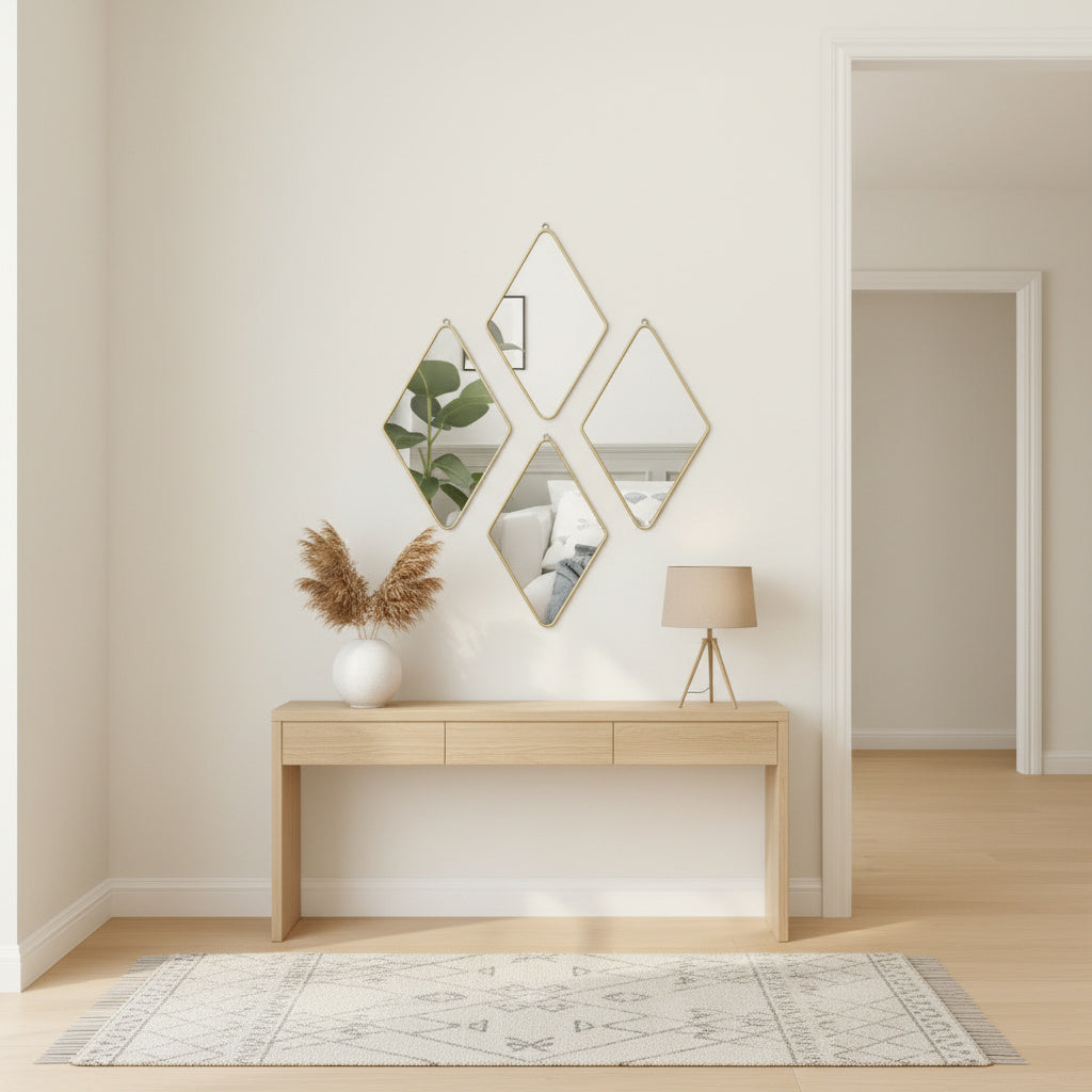 Set 4 Oglinzi Decorative Quadra Diamond GOLD 28CM