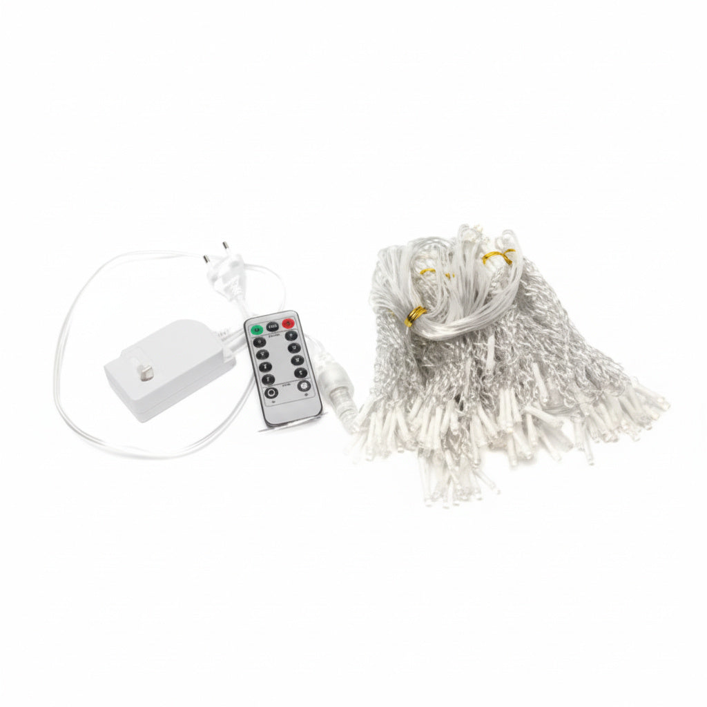 Instalatie LED Perdea Ploaie 300 LED-uri 3M×3M 8 moduri Telecomanda