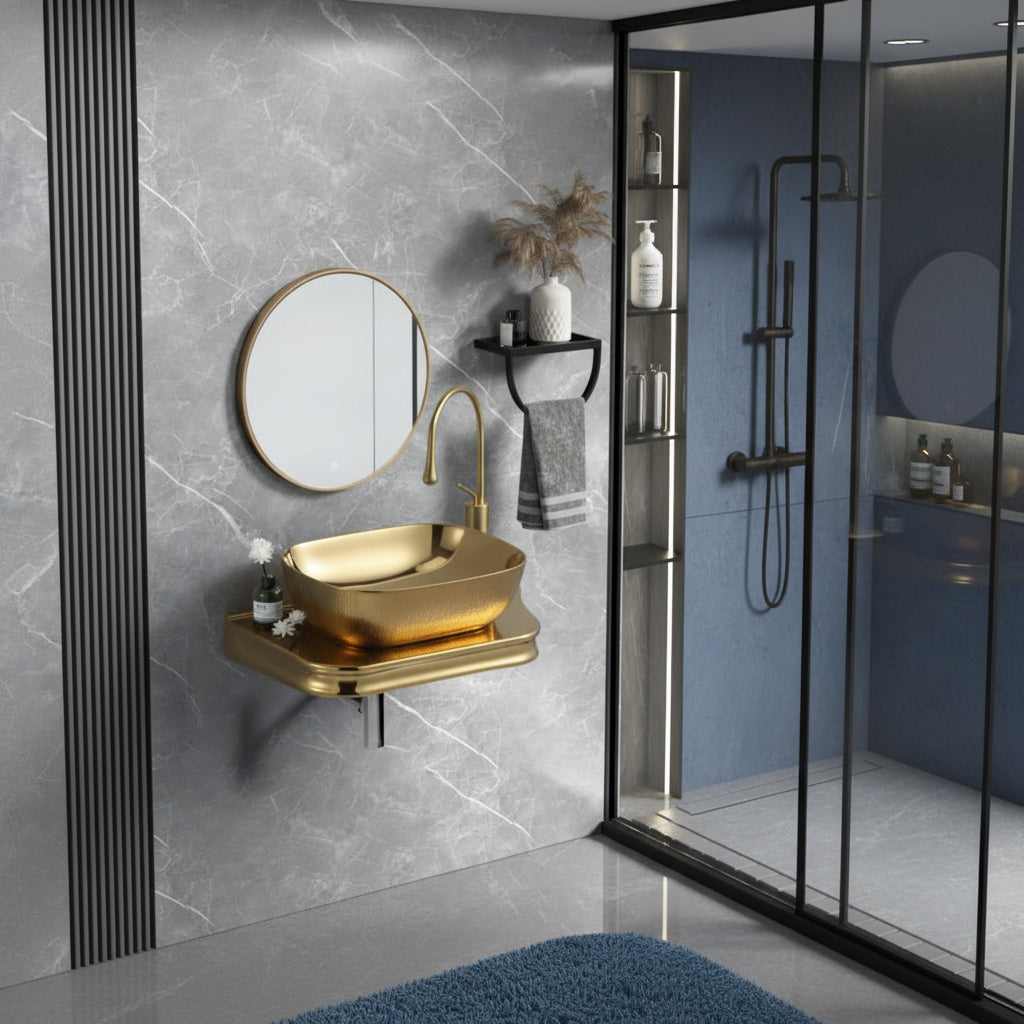 Lavoar + Blat Premium Line Auriu 65.5X37CM