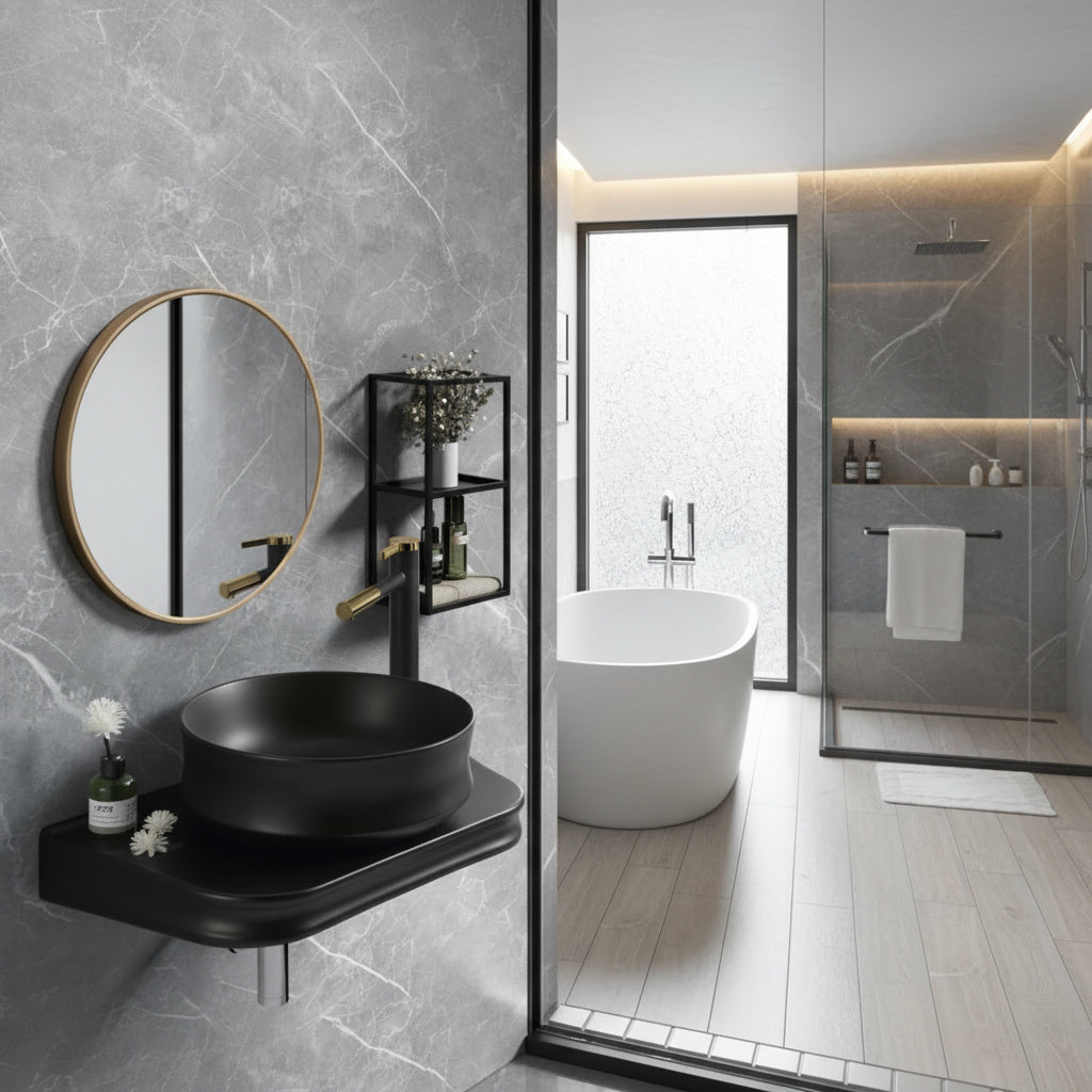 Lavoar + Blat Premium Line Negru MAT 65.5X37CM