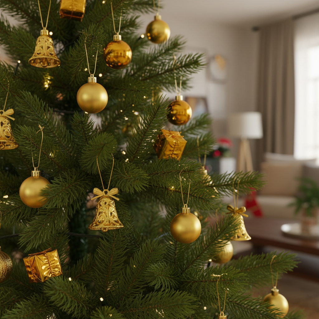 Set 16 Ornamente Aurii Pentru Impodobit Bradul