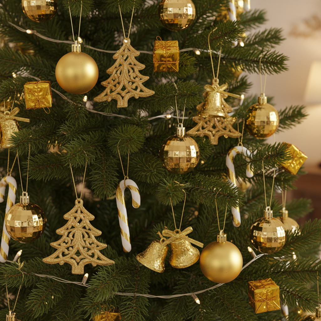 Set 26 Decoratiuni Aurii Pentru Impodobit Bradul