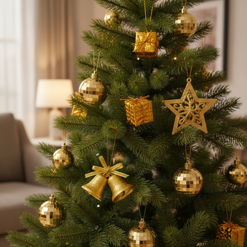 Set 24 Decoratiuni Aurii Pentru Impodobit Bradul