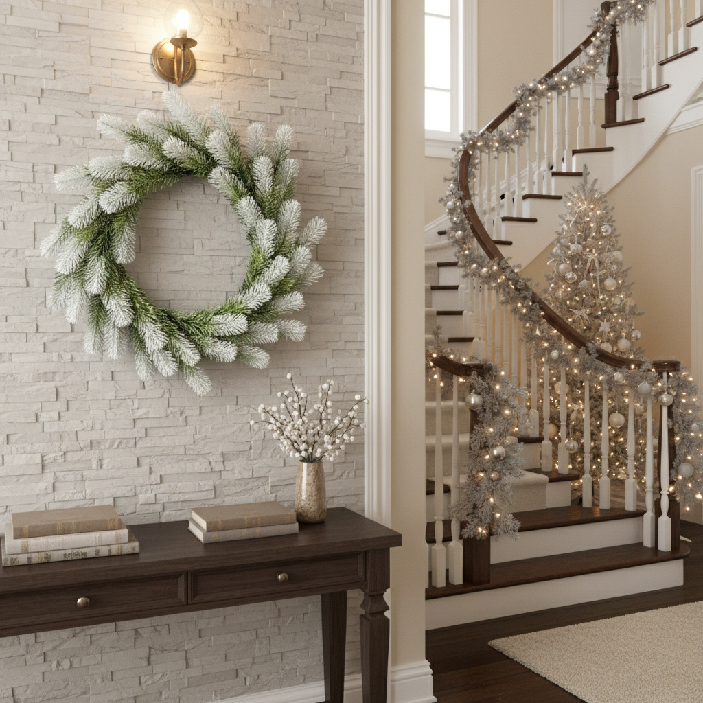 Coronita Artificiala De Craciun Alpin White Ø40CM