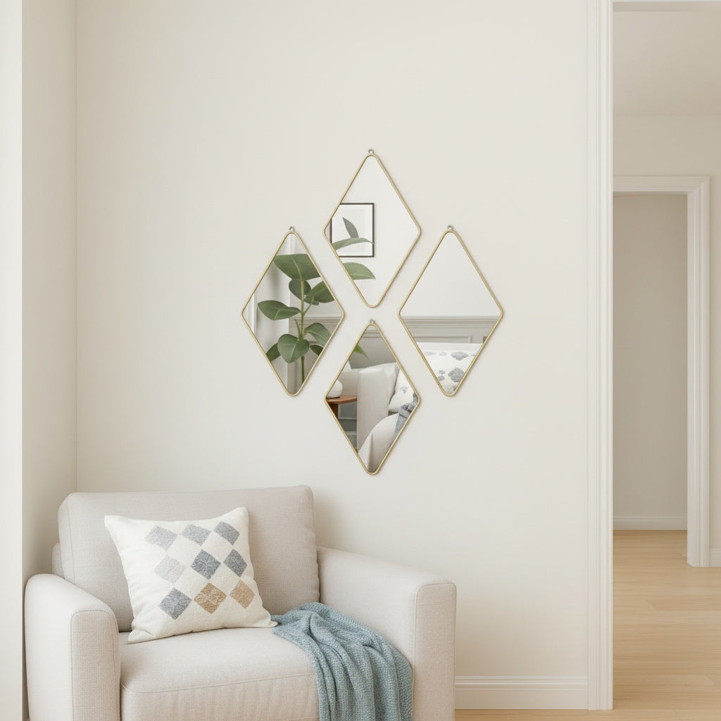 Set 4 Oglinzi Decorative Quadra Diamond GOLD 28CM