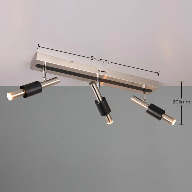 Lustra LED Premium IKARIS Black & Silver cu 3 Spoturi Reglabile