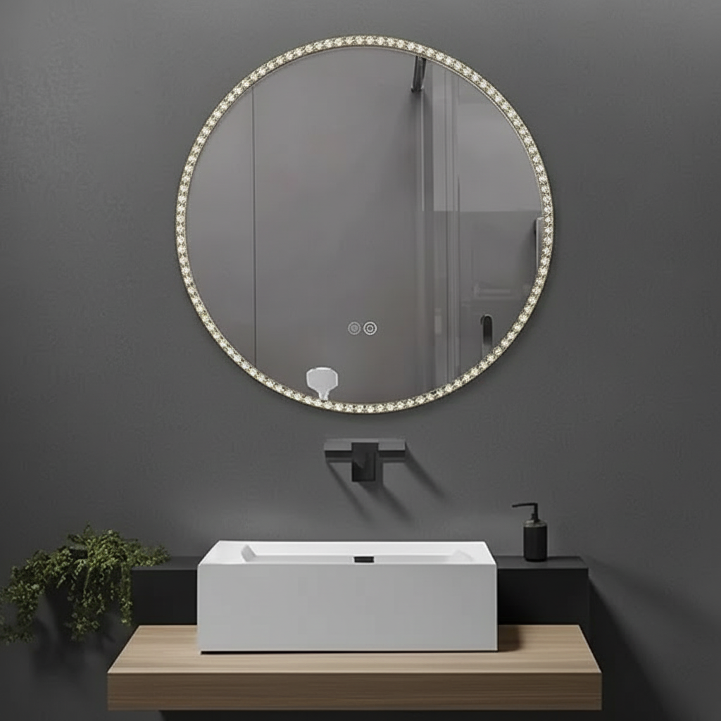 Oglinda LED LIMENA 80CM Functie Dezaburire, Ceas, Touch, Senzor Miscare, 3 Lumini