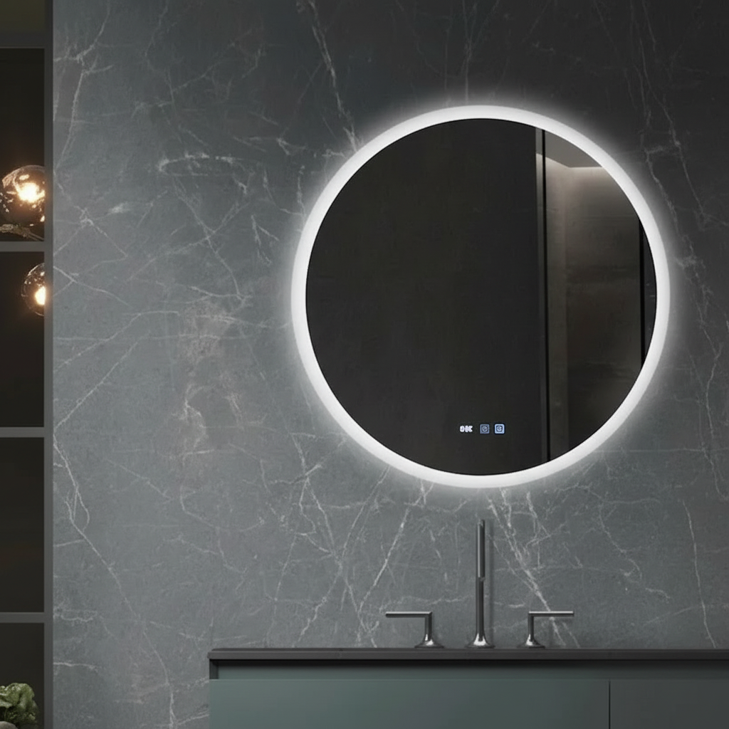 Oglinda LED VIONNA 60CM Functie Dezaburire, Ceas, Touch, 3 Lumini