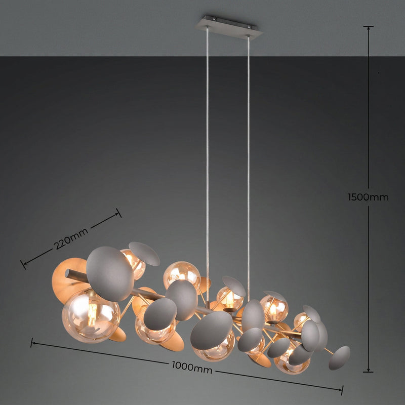 Lustra Suspendata Premium Bubble Gold & Grey 10xG9