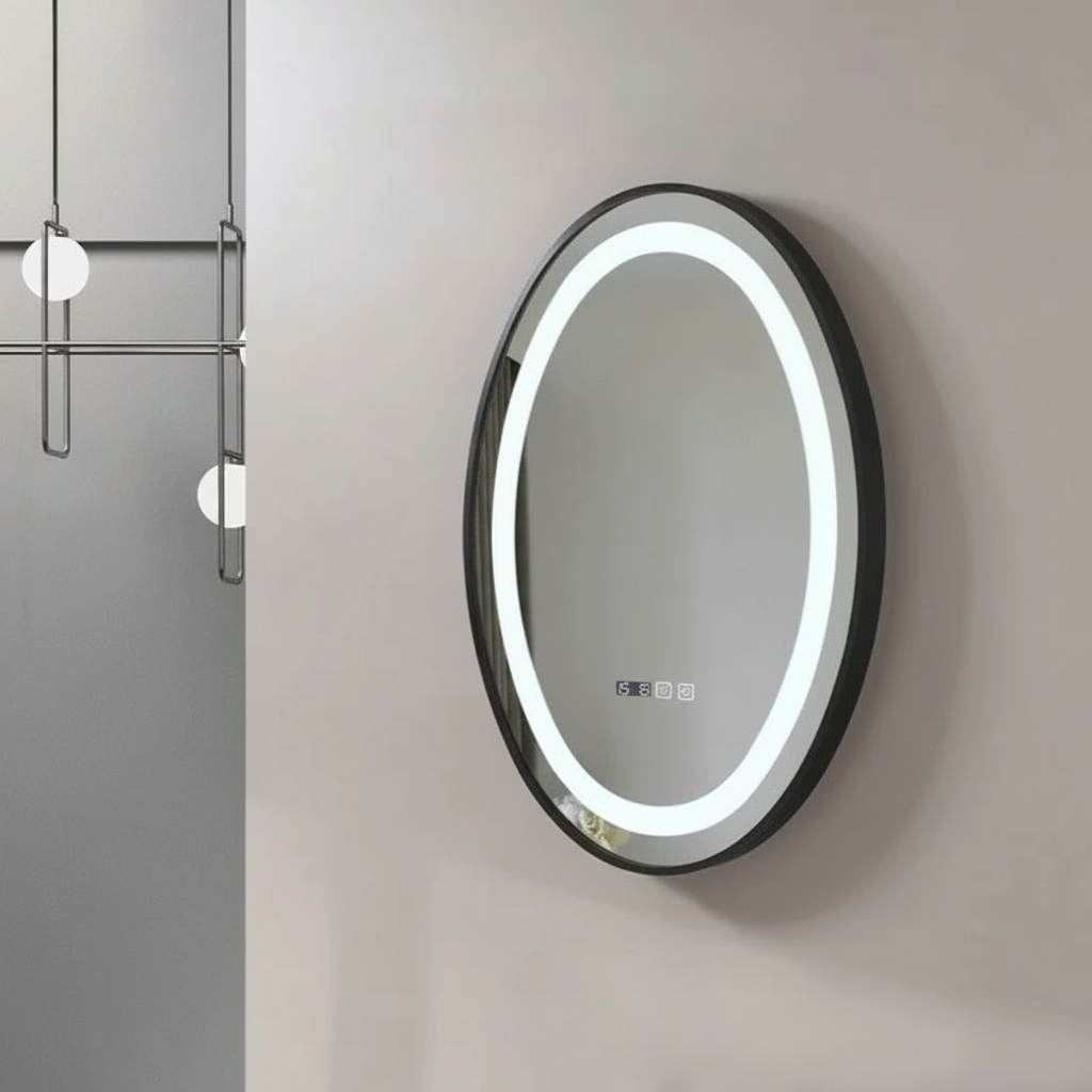 Oglinda LED FIGRO 50x70CM Functie Dezaburire, Ceas, Touch, 3 Lumini