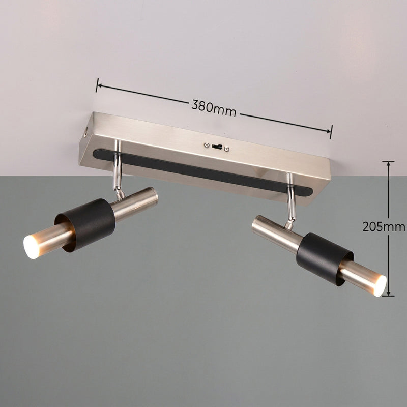 Lustra LED Premium IKARIS Black & Silver cu 2 Spoturi Reglabile