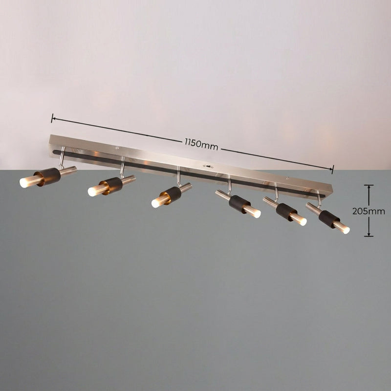 Lustra LED Premium IKARIS Black & Silver cu 6 Spoturi Reglabile