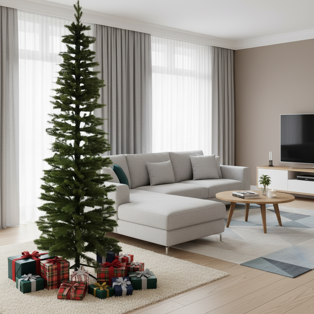 Brad Artificial de Craciun 3D Elvetian Slim H180xD50CM