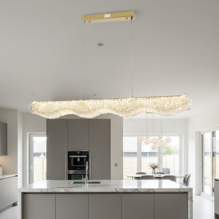 Leora スリング Plumetis Ombre et lumière Lustra LED Suspendata Sponge Line Gold Cristal Echivalent 400W