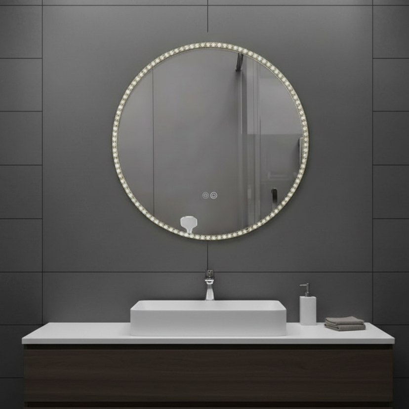 Oglinda LED LIMENA 80CM Functie Dezaburire, Ceas, Touch, Senzor Miscare, 3 Lumini