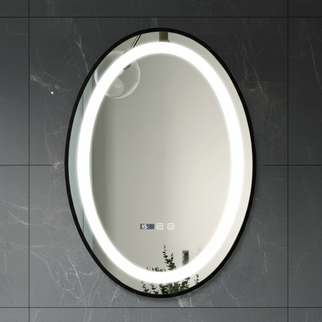 Oglinda LED FIGRO 50x70CM Functie Dezaburire, Ceas, Touch, 3 Lumini