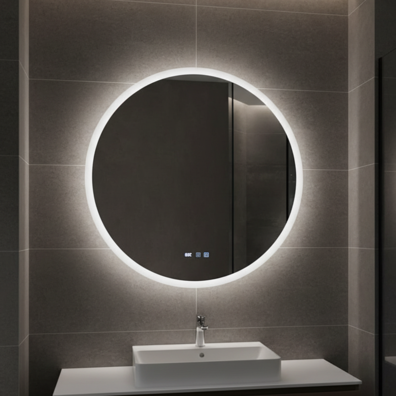 Oglinda LED VIONNA 60CM Functie Dezaburire, Ceas, Touch, 3 Lumini