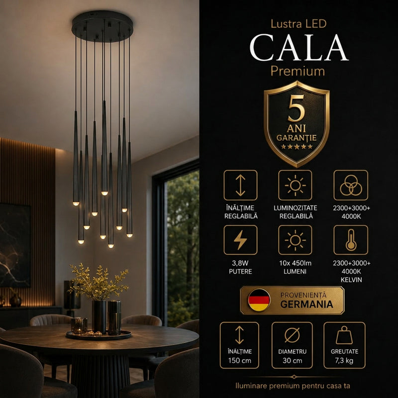 Lustra LED Premium Cala Black Echivalent 450W