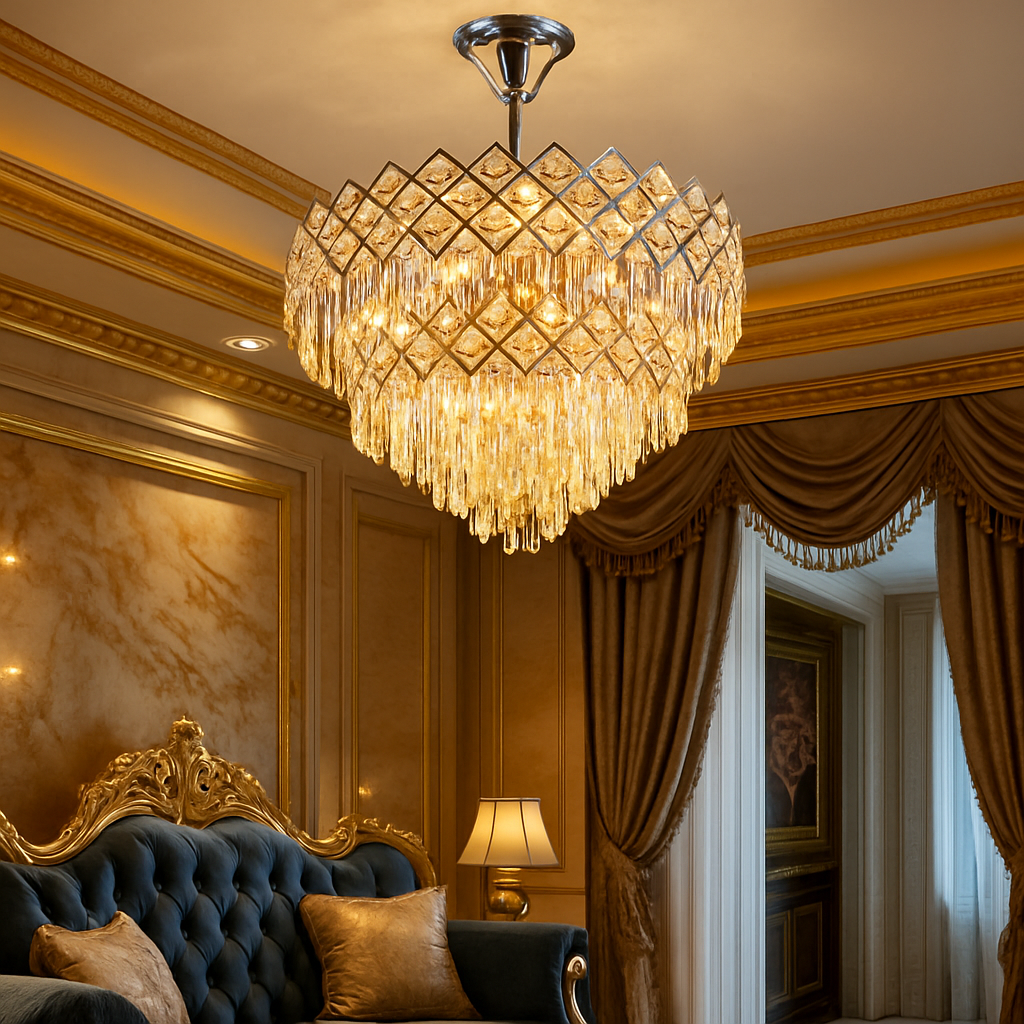 Candelabru Cristal Yanni Silver Deluxe Double Level Chandeliers Crystal