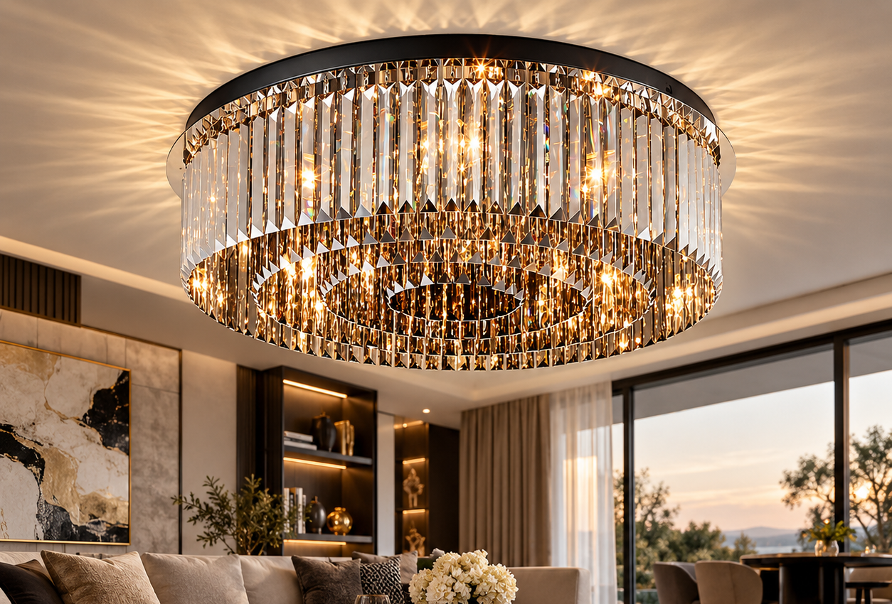 Dark Luxury cu cristal K9, model amplu într-un living elegant