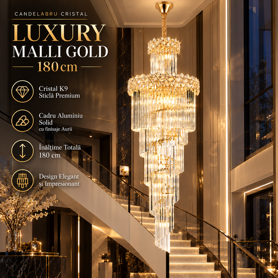 Candelabru Cristal LUXURY Malli Gold 180cm