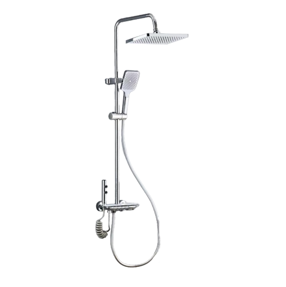 Coloana de Dus 4 Functii 1807 Cromata cu Polita din Sticla Alba