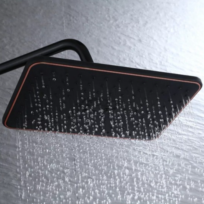 Coloana de Dus Premium Negru Antichizat cu Insertii Cupru 3 Functii