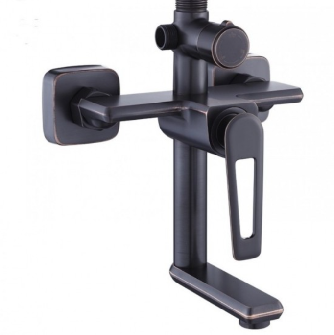 Coloana de Dus Premium Negru Antichizat cu Insertii Cupru 3 Functii