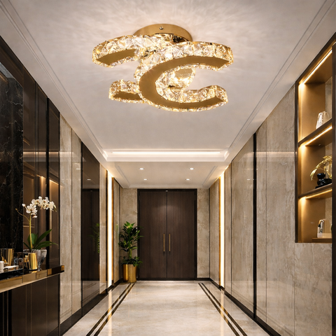 Lustra LED CRISTAL Double C GOLD Echivalent 200W Resigilat R3