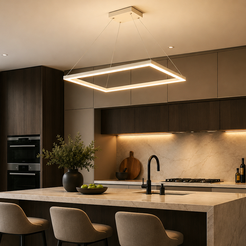 Lustra LED 1 Element Rectangular 80X40cm Alba Echivalent 400W - RESIGILAT R1 -