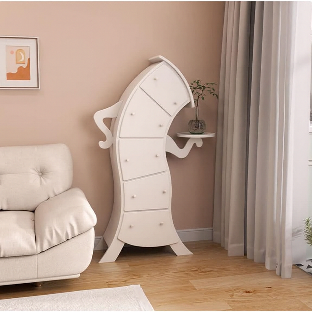 Dulap Artistic din Lemn Alb Belle Madame DULAP / ALB / 140CM nightstand