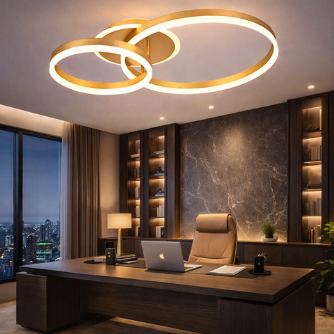 Lustra LED Beauty Gold 2 BIG Circle Echivalent 600W Telecomanda Resigilat R3