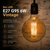 Bec LED E27 Vintage G95 6W Fumuriu 2200K
