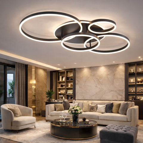 Lustra LED Beauty Circle BLACK Gigant Echivalent 1200W Telecomanda Resigilat R2