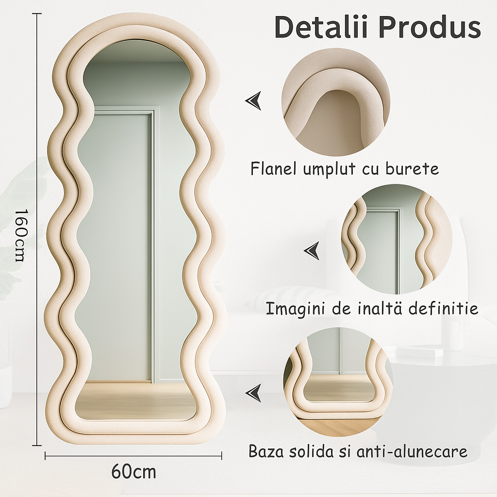 Oglinda Decorativa Silk Waves 160CM BEJ / 160CM decorative mirror