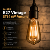 Bec LED E27 Vintage ST64 6W Fumuriu 2200K