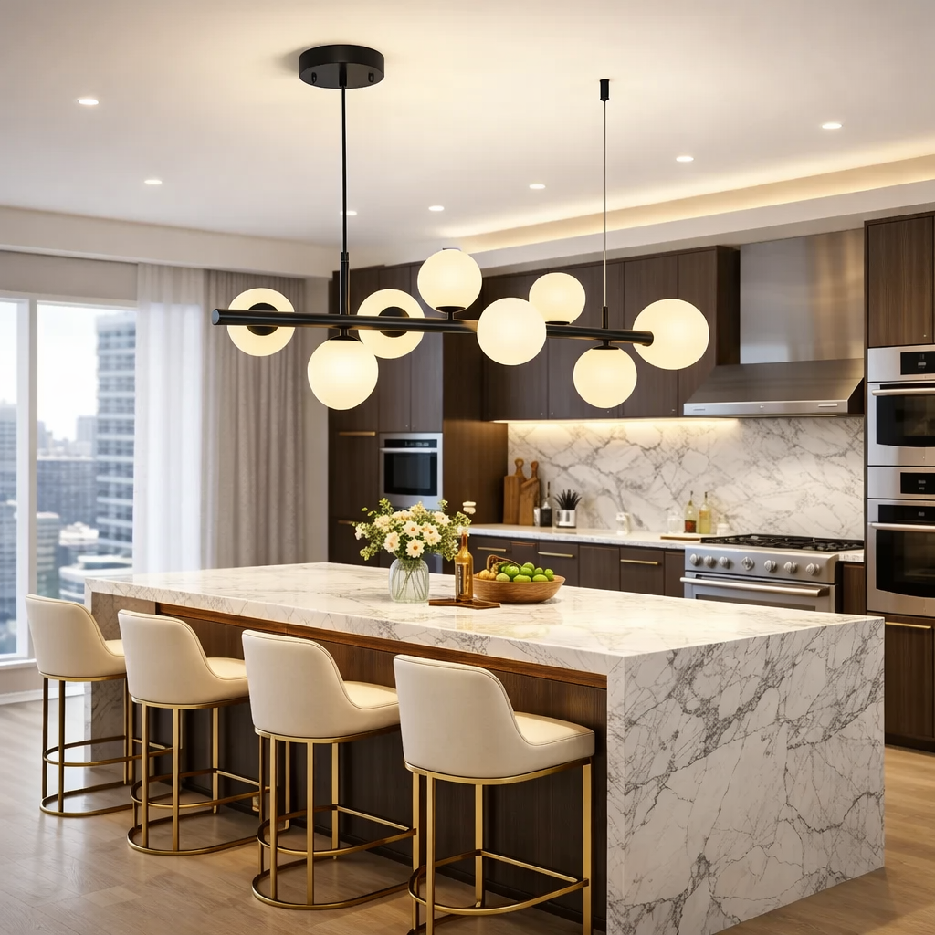 Lustra Abajur MAT Black Liniara 7xG9 65cm SKYLINE