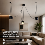 Lustra Moderna Custom Form Black Bowls 3xE27