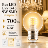 Bec LED E27 G45 9W SMD Transparent