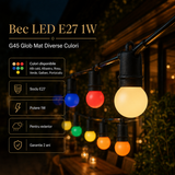 Bec LED E27 1W G45 Glob Mat Diverse Culori