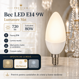 Bec LED E14 9W Lumanare Mat 720lm Echivalent 80W