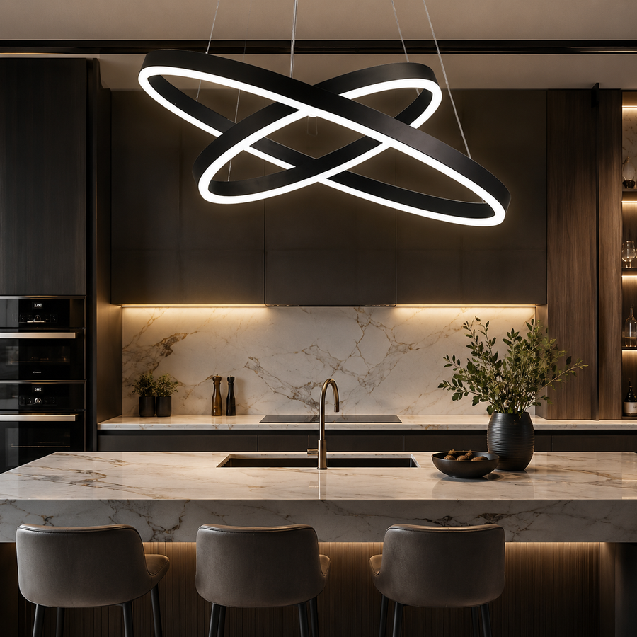 Lustra LED WONDERLAND Black 2 Segmente Echivalent 400W Telecomanda