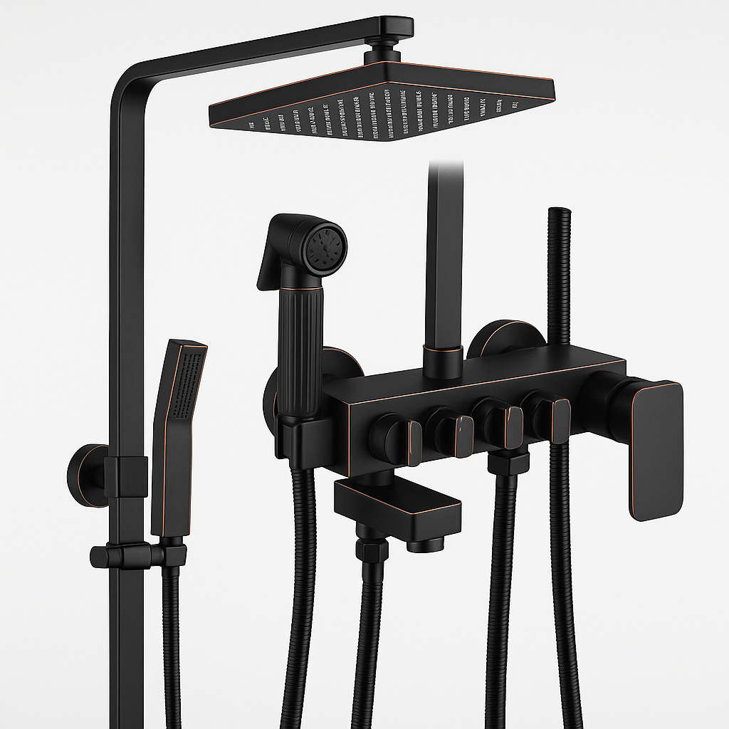 Coloana de Dus Negru Antichizat 4 Functii din Alama Sanitara