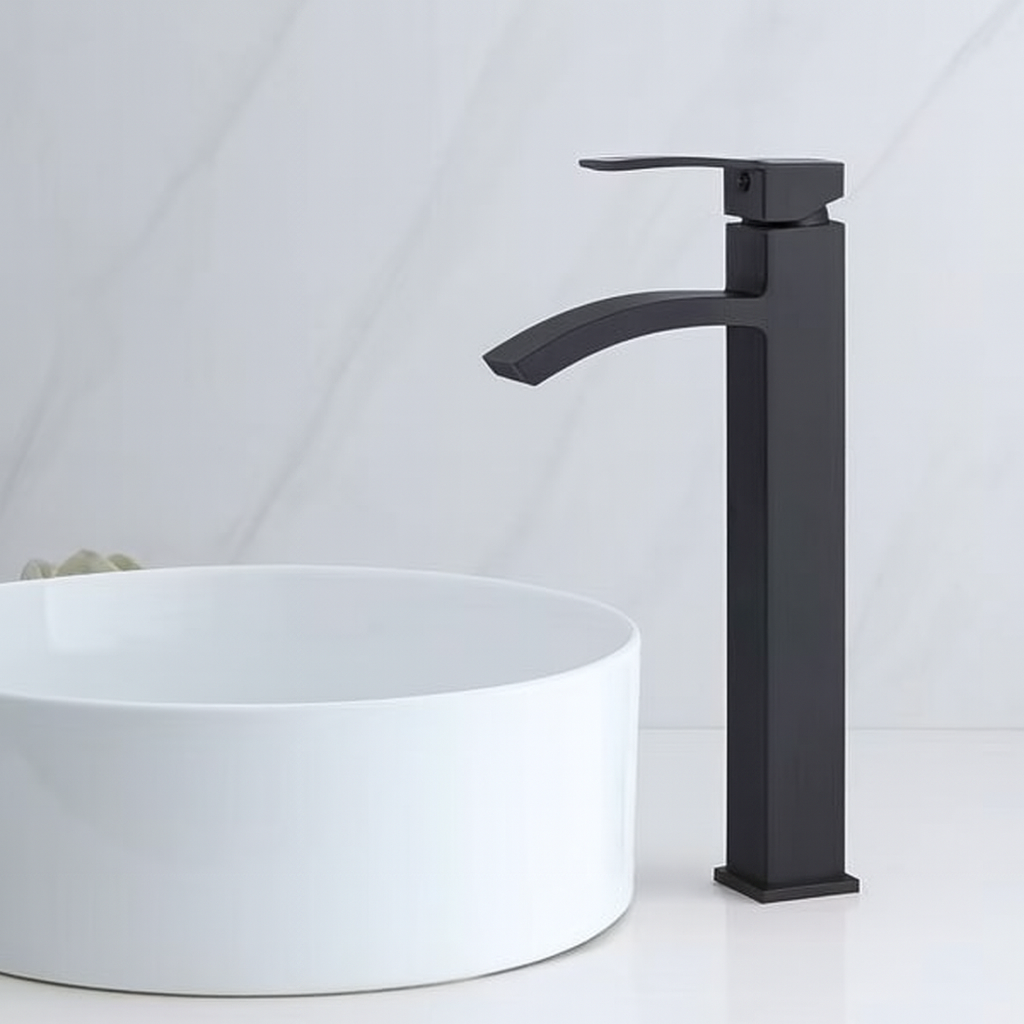 Baterie Inalta Pentru Lavoar Din Alama Finisaj Negru Mat Design Modern