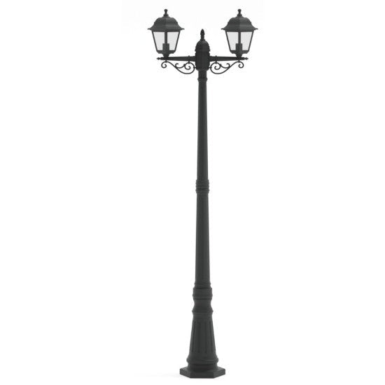 Stalp De Gradina Tip Felinar Negru 2xE27 220CM STALP ORNAMENTAL GARDEN POLE