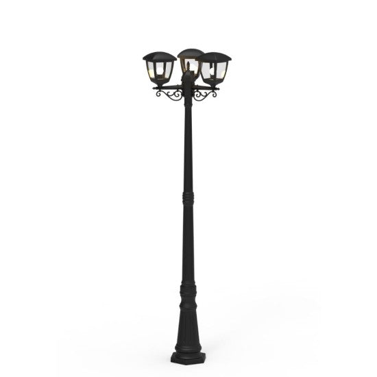 Stalp De Gradina Tip Felinar Negru 3xE27 220CM STALP ORNAMENTAL GARDEN POLE