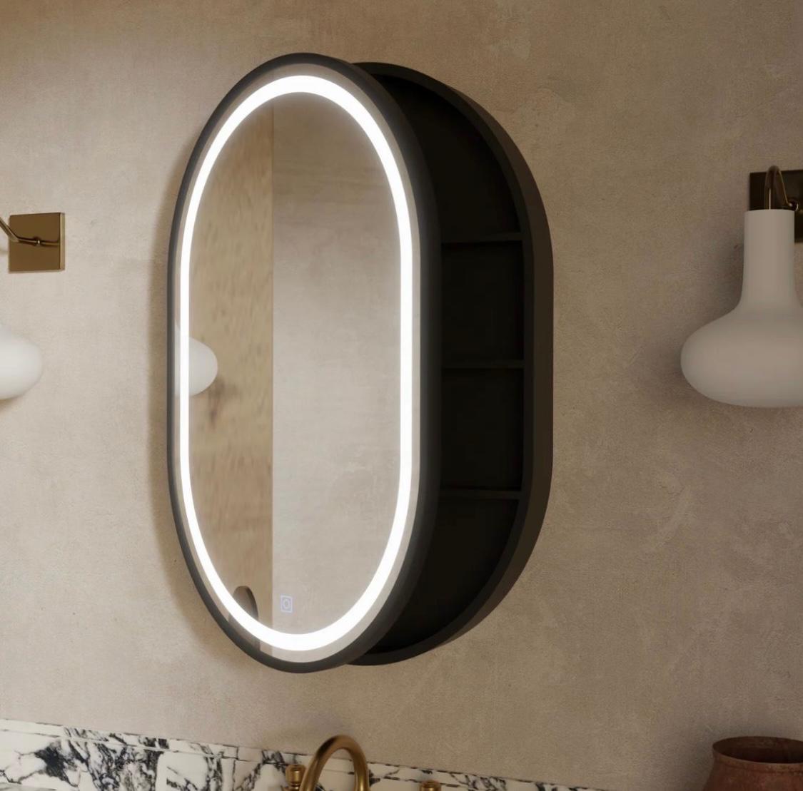 Dulap baie cu Oglinda LED Ovala 50x80cm Functie Dezaburire 330/50x80 50X80CM LED MIRROR