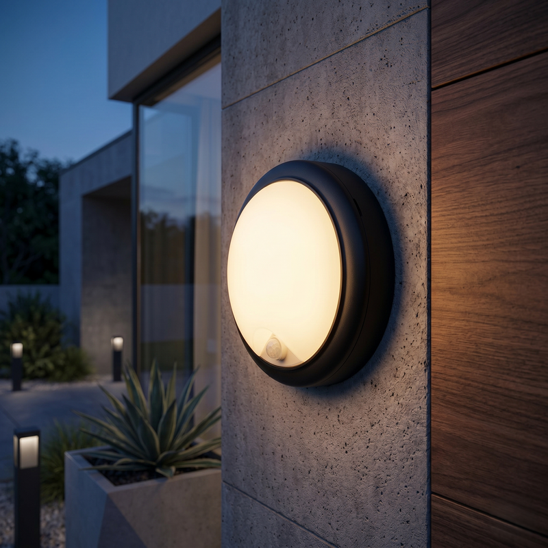 Aplica LED cu Senzor 15W 4000K 18cm IP54 Vintora Black Premium