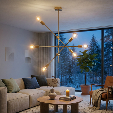 Lustra Stil Nordic Gold Mid-Century 6xE27 Resigilat R3