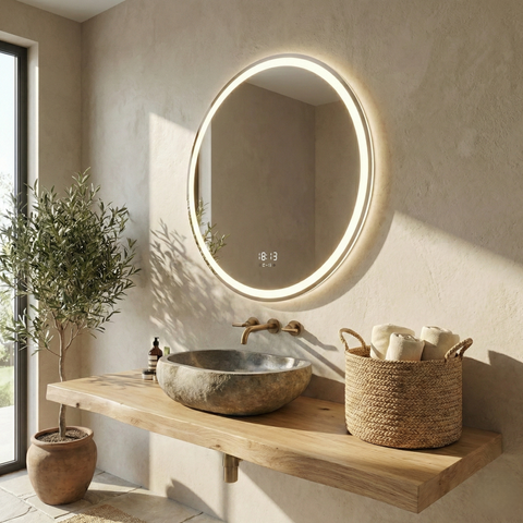 Oglinda LED Rotunda LAZORA 60CM cu Dezaburire, Senzor si 3 Lumini Resigilat R3